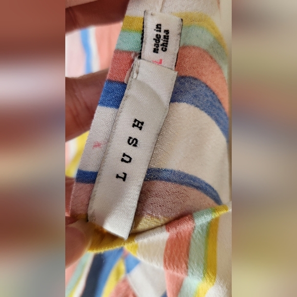 Lush size large colorful stripped spaghetti strap midi dress with tie front - Picture 5 of 6